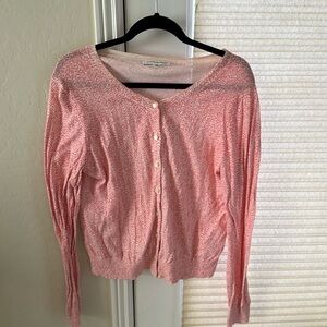 Banana Republic Pink Patterned Cotton LS Cardigan XL